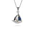 Sterling Silver Opal Sailboat Pendant Length 16 inches (Lengths 16 inches 18 inches 20 inches Available)