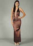 Gathered Strappy Rhinestone Sheath for Bridesmaid Formal Prom