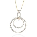 14K Yellow Gold Diamond Double Circle Pendant 18