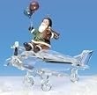 4.25" Icy Crystal Santa Claus Flying on Biplane Christmas Ornament