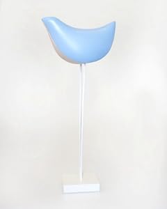 Objet décoratif en bois Oiseau - 35cm (bleu, blanc)