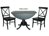 Carolina Cottage 42-Inch Round Drop Leaf Table, Antique Black