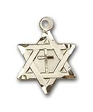 Gold Filled Star of David W/ Cross Pendant with Gold Filled Lite Curb Chain 18 inch