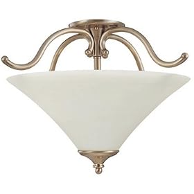 Thomas Lighting SL8908-68 Trillium - Three Light Semi-Flush Mount, Burnished Bronze Finish with Painted Swirl Alabaster Glass