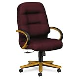 2190 Pillow-Soft Wood Series Executive High-Back Chair, Medium Oak/Mariner