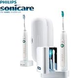 Philips Sonicare HX6733/80 HealthyWhite 3 Mode Premium Edition Rechargeable Toothbrush 2 Sets (2 handles, 3 brush heads, 1 UV Sanitizer with Integrated Charger, 1 Travel charger, 2 Travel cases)
