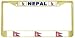 Nepal Nepalese Flag Gold Tone Metal License Plate Frame Holder
