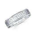 Solid 14k White Gold Womens Mens Greek Design Satin Polish Milgrain Wedding Ring Band 6MM Size 11