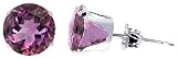 Sterling Silver 10 MM Round Amethyst Cubic Zirconia Stud Post Friction Back Earrings