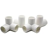 3 Way Tee PVC Fitting - Build Heavy Duty PVC Furniture - Grade SCH 40 PVC 1" Elbow Fittings - For One Inch Size Pipe - White [4 Pack]