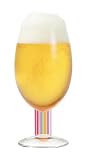 Beer Glass, Navaja, Rainbow Striped Stem w/ Matching Napkin. Designer Color Enamel Stem Beer Goblet
