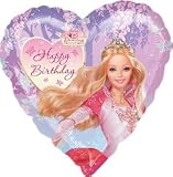 Review Just For Fun  / Printed Foil Balloon (18in, heart) - Happy Birthday: Barbie(TM) 12 Dancing Princesses(TM)