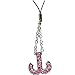 Initial Phone Strap with Pink Gem Stones (Aries Zodiac) for
