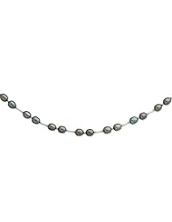 Sterling Silver 18in 6-7mm Black Freshwater Cultured Pearl Necklace.