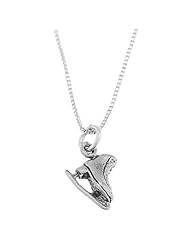 Sterling Silver Double Sided Figure Skater Ice Skate Necklace