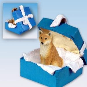 Shiba Inu Blue Gift Box Dog Ornament Picture