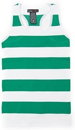 Emma's Mode Kids Striped Fitted Racer Back Tank Top SK-RT02-KellyGreen