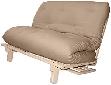 Kissemoj Multi-angle Folding Convertible Tufted Futon Set Sofa Bed Lounger Chaise with Wood Frame (Cotton/Foam 8", Khaki)