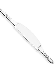 14K White Gold 9mm Figaro Link ID Bracelet With Lobster Clasp - 7 Inch