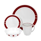 Kitchen & Housewares : Corelle #1060249 16PC WHT/RED Dinnerware