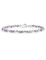 10k White Gold Diamond and Amethyst Bracelet