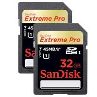SanDisk 32GB, ExtremePRO Secure Digital High Capacity (SDHC) UHS-1 Memory Card, - 45MBS - Pack of 2