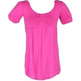 Pink Maternity Short Sleeve Shirt W/Buttons