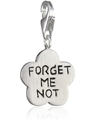 VINANI brand Germany 925 Sterling Silver Charm Pendant Flower matte Inscription "FORGET ME NOT" HFM
