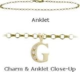 Diamond Initial G Yellow Gold 10 Charm Anklet