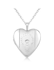 Heart Shaped First Holy Communion Pendant Locket Sterling Silver