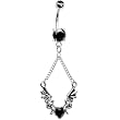 Black Gem Heart Dragon Belly Ring