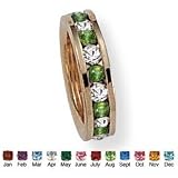 PalmBeach Jewelry Birthstone Baby Ring 14k Gold-Plated Charm- August- Simulated Peridot