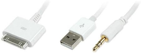 Giftoyou(TM) Audio 3.5mm AUX (Auxiliary) and Sync Cable Dock USB Charge/sync Connector for iPhone/iPad 2 3-White