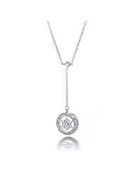 Bling Jewelry Cubic Zirconia Sterling Silver Mini Drop Circle Lariat Necklace