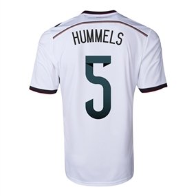 Adidas Germany 'HUMMELS 5' Home 2014 Replica Soccer Jersey (White/Black/Victory Red/Metallic Silver)