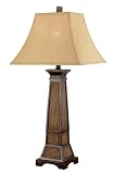 Kenroy Home 20530WTR Ellis Table Lamp, Weathered Teak Rattan