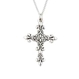 Sterling Silver Fleur-de-lis Cross Pendant by Bob Siemon, 18
