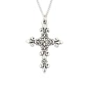 Sterling Silver Fleur-de-Lis Cross Pendant by Bob Siemon, 18"