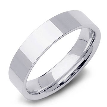 Top Flat Edge Contemporary Wedding Band Ring in 14k White Gold (6mm)