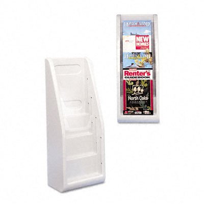 Childrens Toyshop  Toys : DEFLECTO CORPORATION / DEF53009 / Multi-Tiered Booklet Holder, 4 Pockets, 7-5/8w x 5d x 19-3/4h, Gray Plastic / Sold as 1 EA