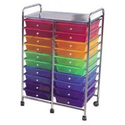 Childrens Toyshop  Toys : Mobile Organizer-Chrome Frame-20 Plastic Drawers