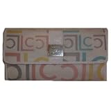Women's Liz Claiborne Checkbook Wallet Heritage Mosaic Flats White Multi Colored
