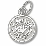 Minnesota Wild 3/8 Circle Logo Charm - Sterling Silver Jewelry