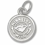 Minnesota Wild 3/8" Circle Logo Charm - Sterling Silver Jewelry
