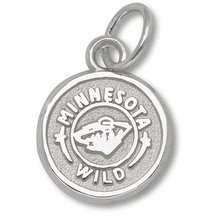 Minnesota Wild 3/8" Circle Logo Charm - Sterling Silver Jewelry