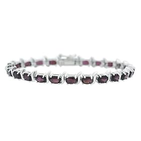 Glamorous Geniune Garnet Sterling Silver Tennis Bracelet by SilverSpeck.com