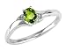Peridot Ring with Diamonds in 10K White Gold