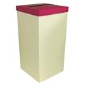 IVORY WEDDING PARTY CARD RECEIVING POST BOX - WITH FUSCHIA/HOT PINK LID