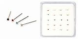 925 Sterling Silver Nose Studs with Color CZs - Set of 20 - Straight End