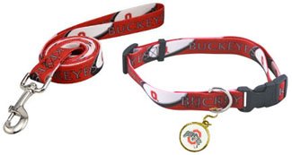 Ohio State Buckeyes Dog Collar Leash and ID Tag Set Size Medium